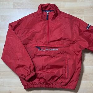 Tommy Hilfiger Red Pullover Windbreaker Jacket